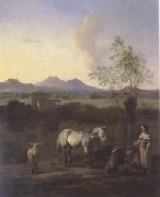 Karel Dujardin The Pasture Horses Cows and Sheep in a Meadow with Trees (mk05) china oil painting artist